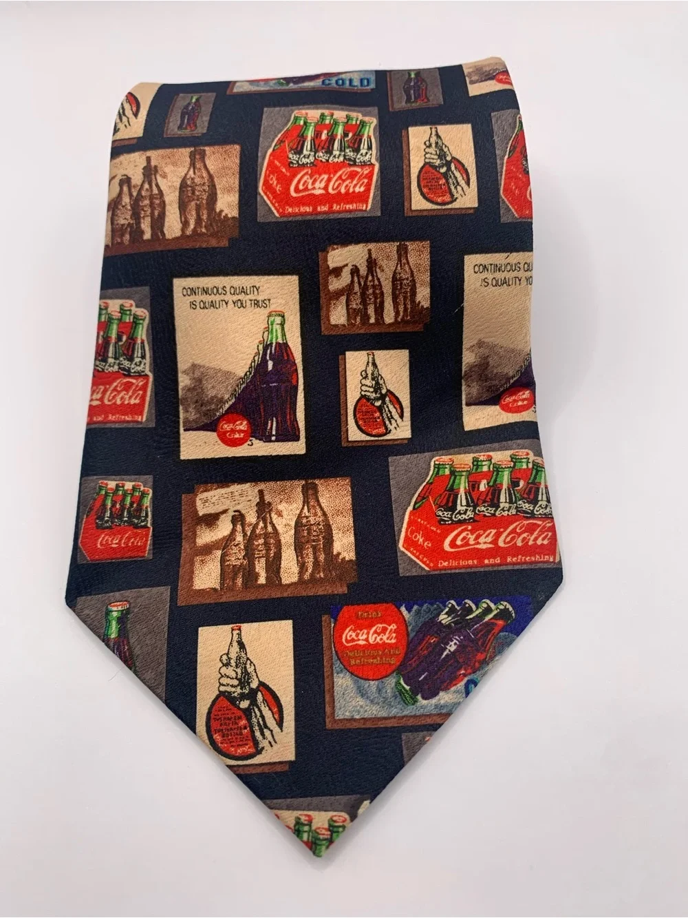 Coca Cola Retro Patchwork Tie in Navy, Beige, Red and Green collectible